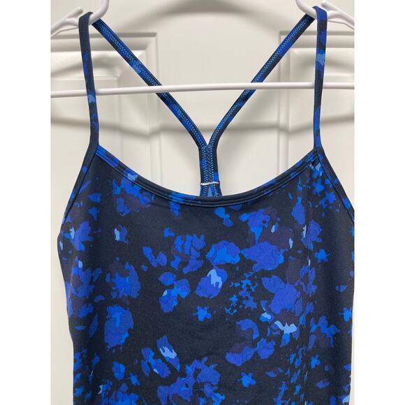 Lululemon Power Y Tank  blue floral print size 6 activewear preppy - Picture 3 of 7